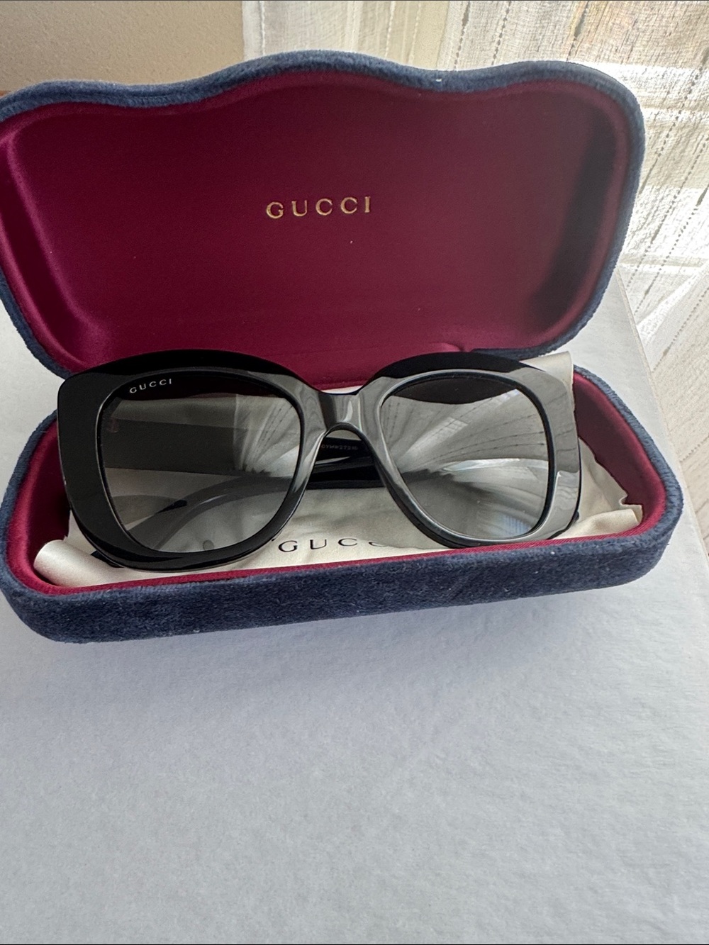 Gucci Black Oversized Square Women's Sunglasses
